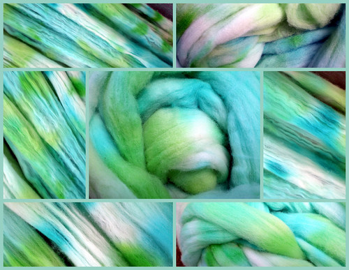 Collage:  Tropical Liqueur Hand-Dyed Superfine Merino Wool Roving