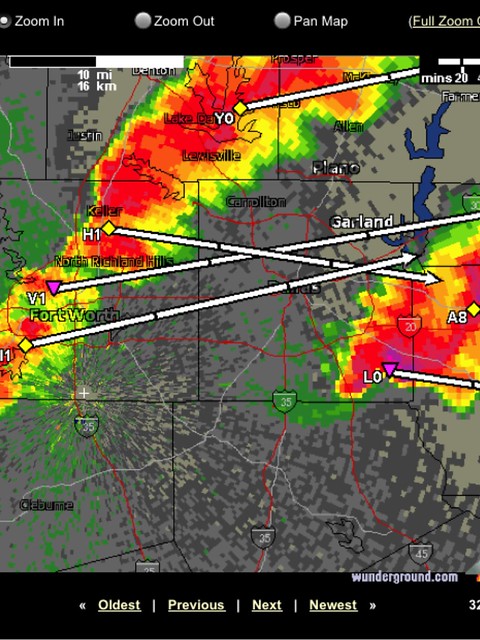 Two tornado vortex signatures, one in NW Fort Worth, one in SE Dallas County...