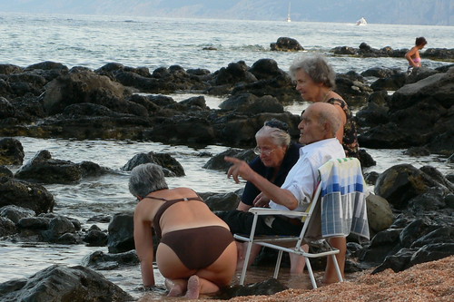 Old folk enjoying the beach