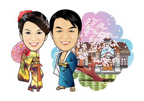 Q-Digital caricature - Kimono setting