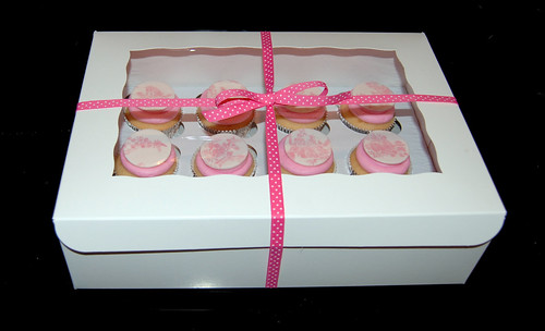 boxed pink french toile cupcakes