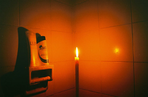 candle in bathroom