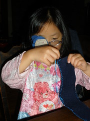 Olivia Sewing a Wool Felt Pencil Case