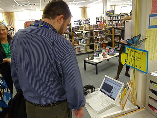Jordan Sonnenblick checks out the MS Library's...