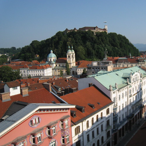 Ljubljana castle seen from downtown
