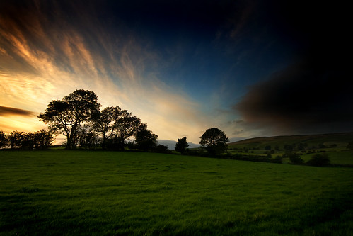  フリー画像| 自然風景| 丘の風景| 草原の風景| 夕日/夕焼け/夕暮れ| イギリス風景|      フリー素材| 