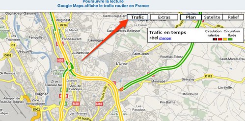 Images : Google Maps affiche le trafic routier en France by you.