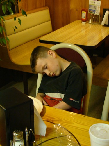 sleepy boy at the pizza place (: