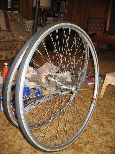 Wheels with repacked hubs.  One is shinier than the other