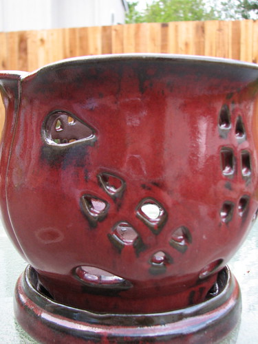 Red Orchid Pot from Thrift Store