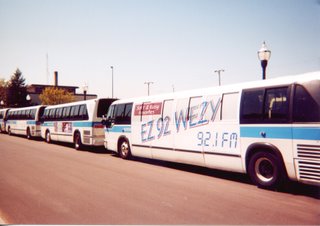 Kenosh Transit buses at the original Transfer Point terminal location. Kenosha Wisconsin. April 2000.