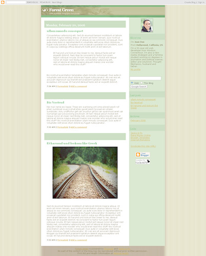Forest green blogger template