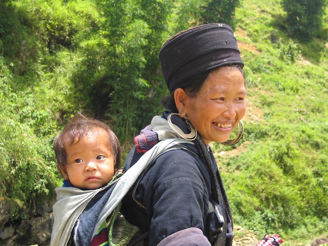 Sapa women with baby on back