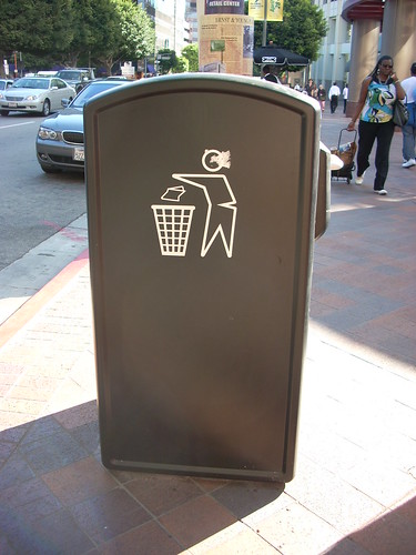 Solar-powered trash contaner, downtown Los Angeles
