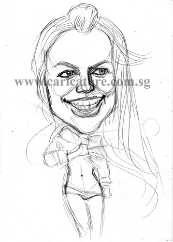 Celebrity caricatures - Britney Spears pencil sketch watermark