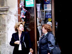 Sicilian ladies in front of Hotel Roma