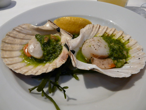 Grilled scallops with hazelnut and coriander butter