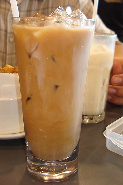 HK style milk tea and almond milk (background)