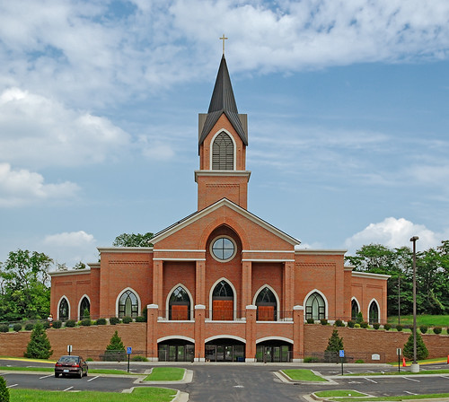 Our Lady of Lourdes Roman Catholic Church, in Washington, Missouri, USA - exterior front