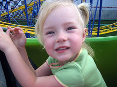 paige on her first roller coaster!