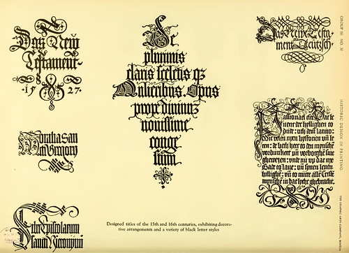 14- Diseño de titulos de los siglos XV y XVI con arreglos decorativos y estilos diversos de letras en negrita