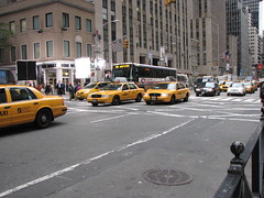 Mostly taxis--and busses--on the streets of NYC