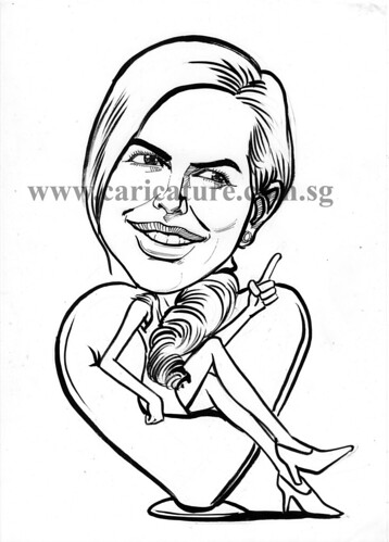 Celebrity caricatures - Nicole Kidman ink watermark