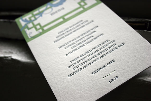 Helani letterpress menu - Smock