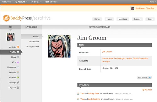 Image of my profile page on testbp.org