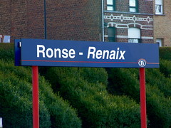 Ronse/Renaix station sign