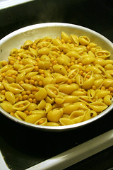 Mix pasta with garbanzo beans