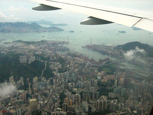 Flying past Hong Kong