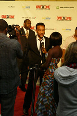 Musician John Legend getting interviewed by the Toronto Media at the ONExONE Benefit Gala held at Maple Leaf Gardens the week of TIFF '08