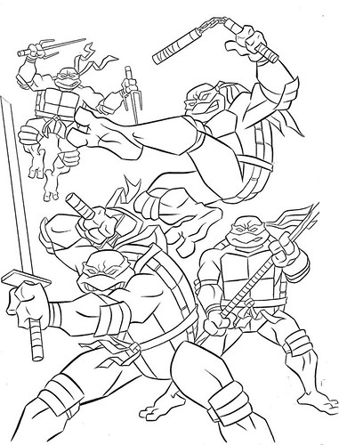 "Teenage Mutant Ninja Turtles"  Coloring Book by Bendon Publishing / Coloralot Books  { Jumbo edition }  B-W cover  art by Lavigne / Brown i  (( 2003 - 2004 )) 