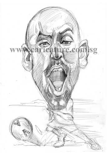 Caricature of Nicolas Anelka pencil sketch watermark