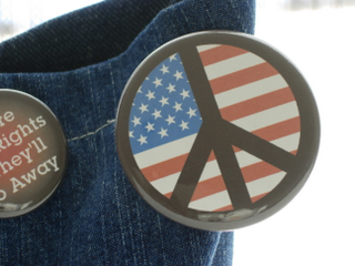 Political Buttons: American Flag Peace Symbol