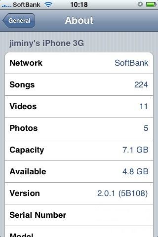 iPhone 3G 2.0.1(5B108)