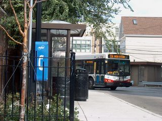 The CTA turn around loop at North Halsted Street and west Belmont Avenue. Chicago Illinois. september 2006.