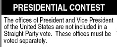 Straight party warning from the NC ballot