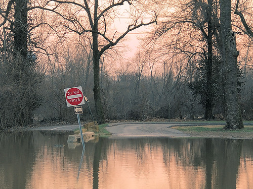 Flooded park, in Valley Park, Missouri, USA