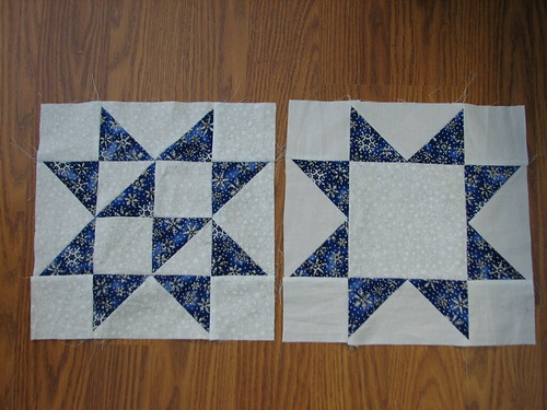 first two blocks ~ snowflake quilt