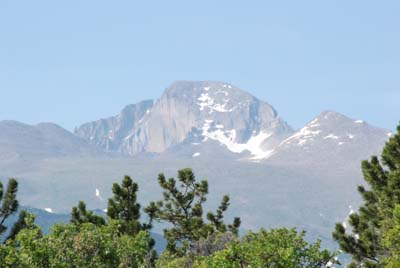 view of longs peak, rmnp from tent