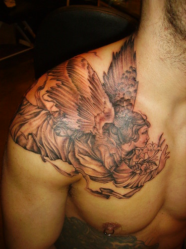 Keith's angel tattoo by locustofthesea