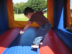 I can jump high in the bouncy house!