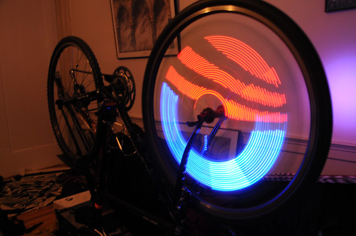 Aneel made his bike wheel light up with the Obama logo 