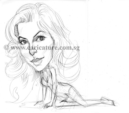 Celebrity caricatures - Eva Longoria pencil sketch watermark