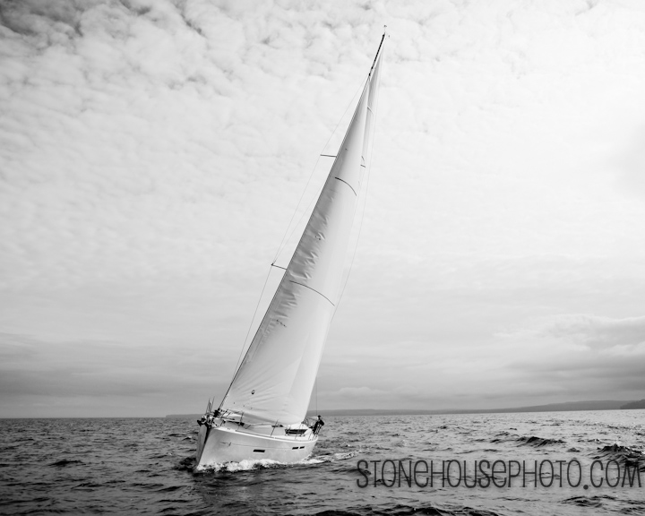 Lake Superior sailing in b&w