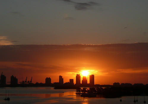 Miami Beach and Port of Miami Skyline