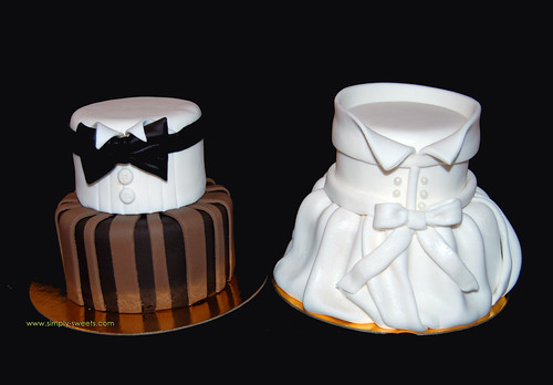 mini bride and grooms tiered cakes