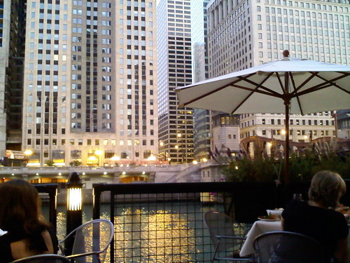Downtown Chicago taken from the patio of Fultons on the River